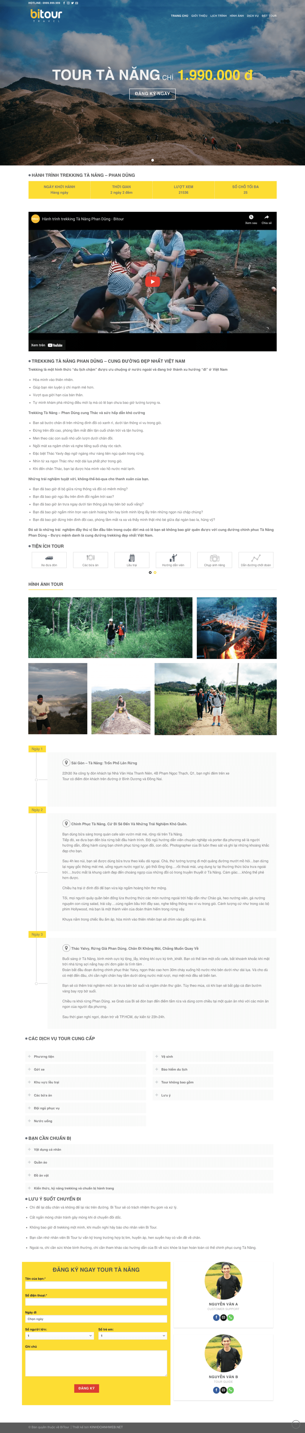 Bitour - Mẫu website planding page giới thiệu về du lịch