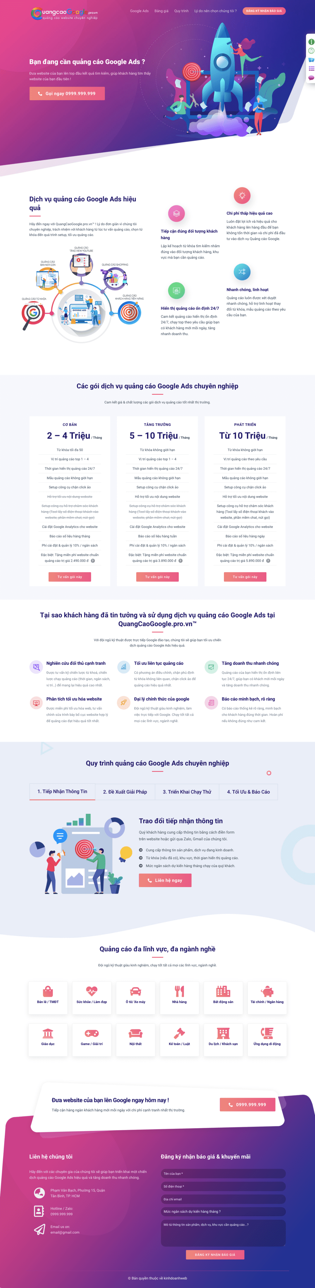 Goolge - Mẫu website planding page giới thiệu dịch vụ quảng cáo google