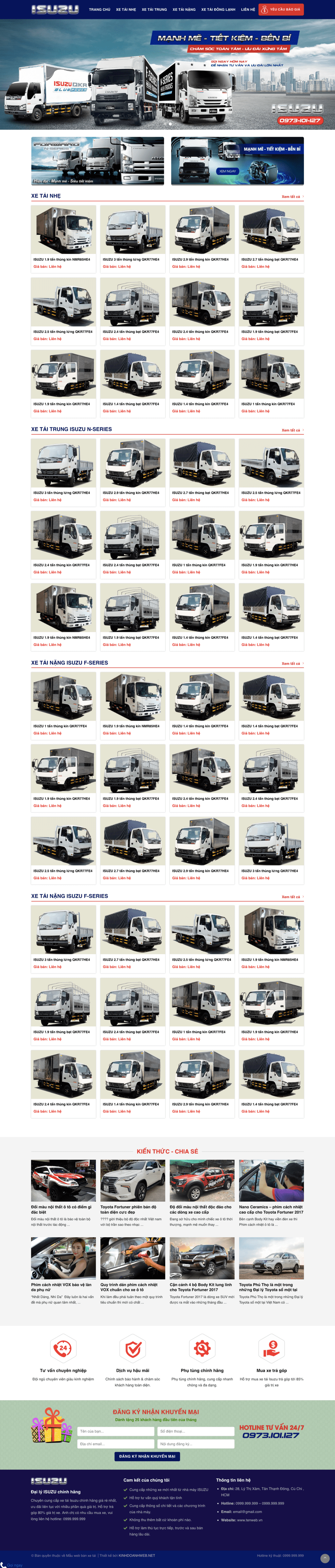 Isuzu - Mẫu website giới thiệu và bán xe isuzu