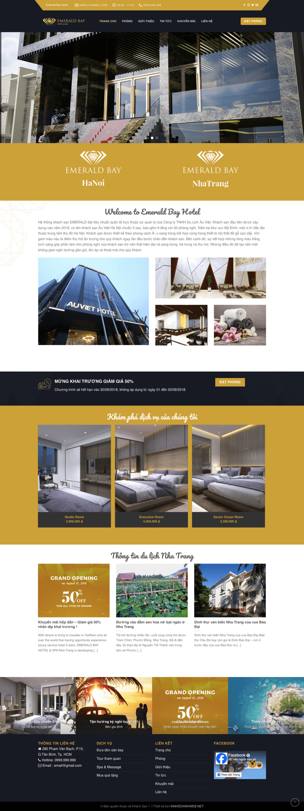 Khách sạn 01 - Mẫu website giới thiệu về dịch vụ khách sạn