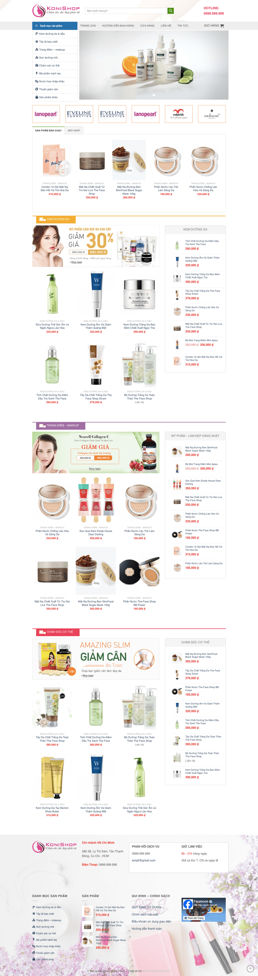 Mỹ phẩm - Mẫu website bán mỹ phẩm