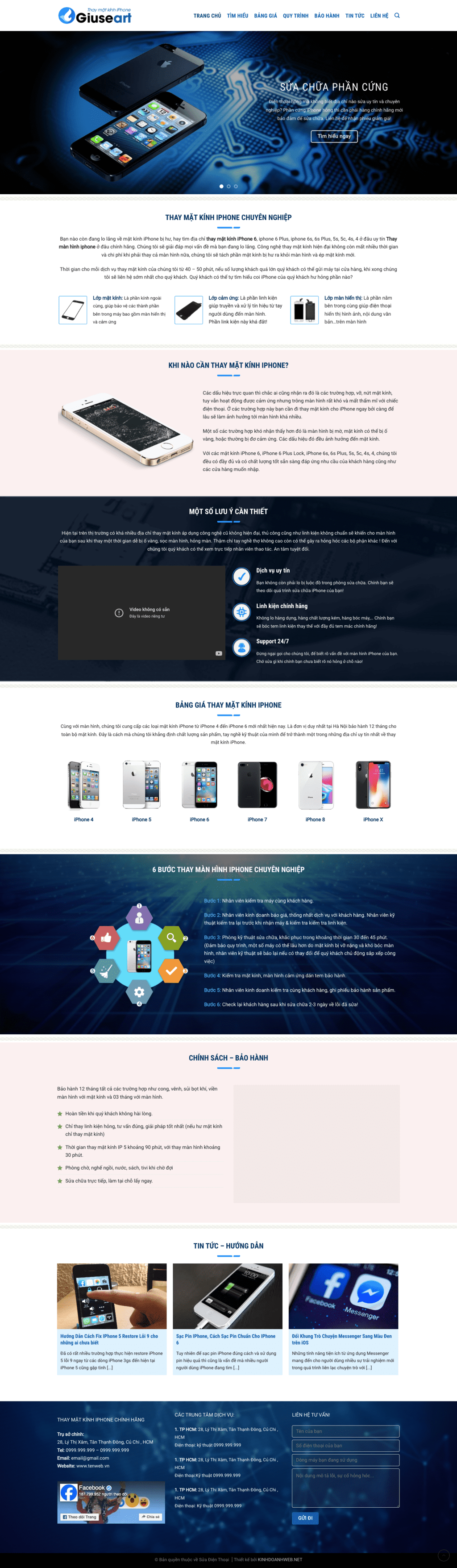 Sửa điện thoại - Mẫu website planding page giới thiệu về sửa điện thoại